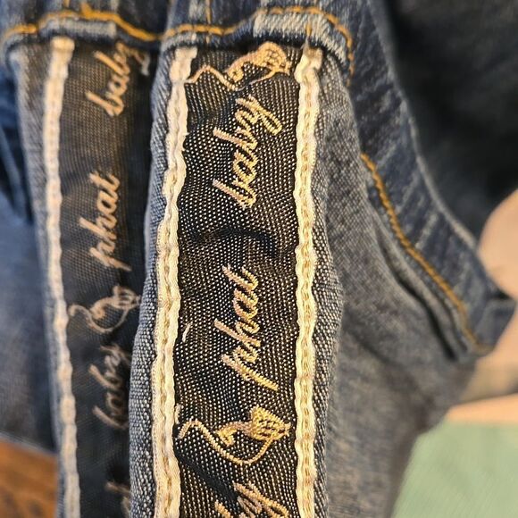 Baby Phat Cropped Denim Low Rise Cat Logo Jeans with Cuffed Hem - Picture 7 of 10